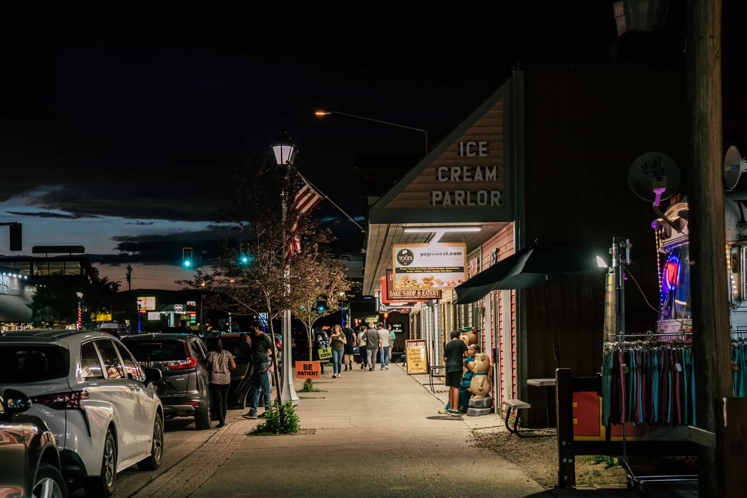 west yellowstone shops with a lively atmosphere